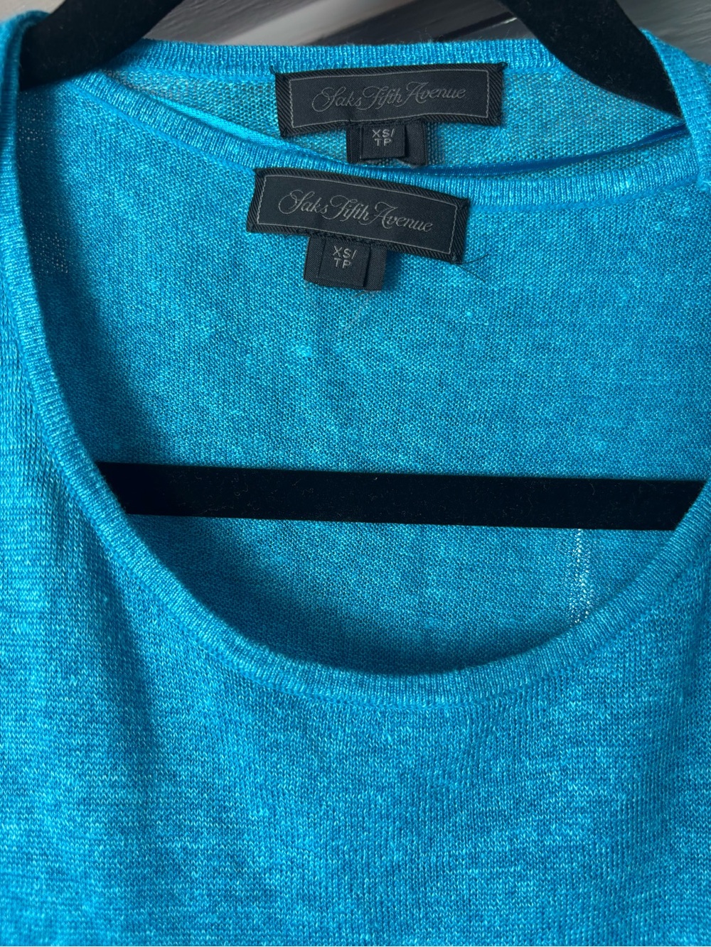 Saks Fifth Ave Tank and Cardigan Set Turquoise Aqua Blue Silk Linen Blend XS - Picture 5 of 6
